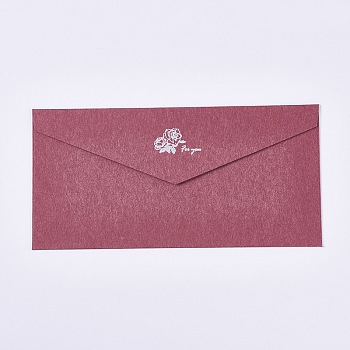 Vintage Retro Gold Foil Western Style Paper Envelope, Rose, Indian Red, 22x10.9cm