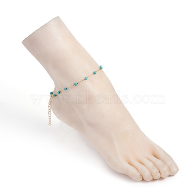 Bracelets de cheville synthétiques turquoise(AJEW-AN00288-01)-4
