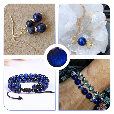 Perles rondes en œil de tigre naturel teint et chauffé Kissitty pour kit de fabrication de bracelets à bricoler soi-même(DIY-KS0001-19)-8
