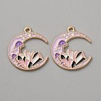 Tarot Theme Alloy Enamel Pendants, Moon, 24x26x1mm, Hole: 1.4mm(ENAM-CJC0025-04A-KCG)