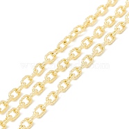 Rack Plating Brass Textured Cable Chains, Long-Lasting Plated, Cadmium Free & Nickel Free & Lead Free, Soldered, with Spool, Oval, Real 18K Gold Plated, 3.5x5.5x1mm(CHC-B021-01G)