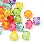 Faceted Transparent Bicone Acrylic Beads, Bead in Bead, Mixed Color, 8~9x7~8mm, Hole: 2.5mm, about 2300pcs/500g(TACR-Q011-8mm-M)