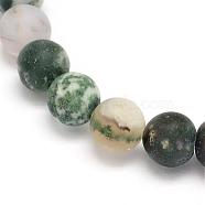 Natural Tree Agate Frosted Agate Round Gemstone Beads Strands, 10mm, Hole: 1mm, about 38pcs/strand, 15.5 inch(G-O151-01-10mm)