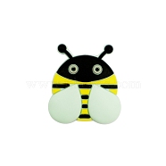 Food Grade Silicone Focal Beads, Silicone Teething Beads, Bee, Honeydew, 31x28mm(PW-WG26395-05)