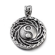 Tibetan Style Alloy Pendants,  Yin-yang Charms, Antique Silver, 39x29x5.5mm, Hole: 7.5x4.5mm(TIBE-L012-044AS-01)
