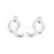 Silver Color Plated Alloy Letter Pendants, Rack Plating, Cadmium Free & Lead Free, Letter.Q, 12x15x2mm, Hole: 1.5mm(PALLOY-J718-01S-Q)