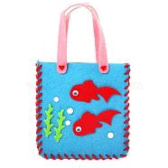 Non Woven Fabric Embroidery Needle Felt Sewing Craft of Pretty Bag Kids, Felt Craft Sewing Handmade Gift for Child Meet Best, Fish, Deep Sky Blue, 14x13x3.5cm(DIY-H140-09)
