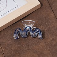Letter M Plastic Enamel Claw Hair Clips, with Iron Clips, for Women Girls, Midnight Blue, 85~90mm(PW23111132047)