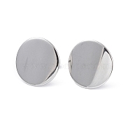 304 Stainless Steel Flat Round Stud Earrings for Women, Stainless Steel Color, 15mm, Pin: 0.8mm(EJEW-I285-12P)