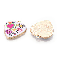 Printed Alloy Pendants, Light Gold Tone, Heart with Evil Eye Charms, Colorful, 25.5x23x3mm, Hole: 2mm(ENAM-N056-209A)