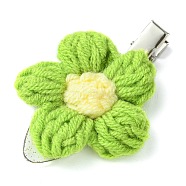 Cute Cotton Alligator Hair Clips, with Alloy & Plastic Chips, for Girls, Flower, 61x40x10.5mm(PHAR-JH00098-03)
