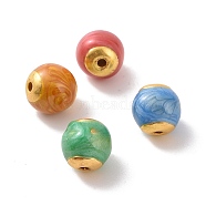 Alloy Beads, with Enamel, Round, Matte Gold Color, Mixed Color, 8mm, Hole: 1.4mm(ENAM-L039-04MG)