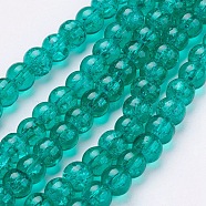 Crackle Glass Beads Strands, Round, Medium Sea Green, 6mm, Hole: 1.3~1.6mm, about 133pcs/strand, 31.4 inch(X-CCG-Q001-6mm-15)