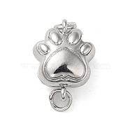 Brass Magnetic Clasps with Jump Ring, Paw Print, Real Platinum Plated, 12.5x9.5x6mm(KK-H455-54P)