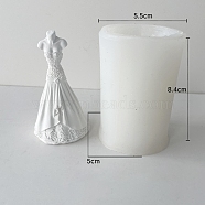 Goddess Wedding Bridal Dress Scented Candle Food Grade Bust Portrait Silicone Molds, Half-body Sculpture Candle Making Molds, Aromatherapy Candle Mold, White, 5.5x5x8.4cm(PW-WG75464-05)