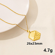 304 Stainless Steel Hexagon Pendant Necklaces, Cable Chain Necklaces(SS2971-8)