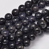 Natural Cordierite/Iolite/Dichroite Round Bead Strands, 8mm, Hole: 1mm, about 51pcs/strand, 15.5 inch(G-M304-22-8mm)