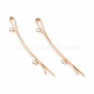 Iron Hair Bobby Pin Findings, with 2-Loops, Light Gold, 60x2.5x7.5mm, Hole: 2mm(IFIN-B127-05KCG)