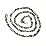 Iron Curb Chain Bag Strap, with Swivel Clasps, Bag Replacement Accessories, Gunmetal, 121x0.8x0.3cm(FIND-WH0075-87A)