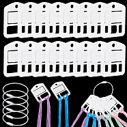 Elite 30Pcs Acrylic Spool Floss Bobbins, Thread Winding Boards, for Cross Stitch Embroidery Cotton Thread Craft DIY Sewing Storage, with 6Pcs Stainless Steel Wire Keychain Clasps, White, Board: 50x39.5x2mm, Hole: 5mm, Clasp: 150x2mm(FIND-PH0018-62A-02)