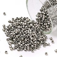 TOHO Round Seed Beads, Japanese Seed Beads, Matte, (566) Opaque Metallic Frosted Antique Silver, 15/0, 1.5mm, Hole: 0.7mm, about 3000pcs/10g(X-SEED-TR15-0566)