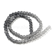 Spray Painted Crackle Glass Beads Strands, Gradient Color, Segmented Multi-color Beads, Round, Gray, 6mm, Hole: 1mm, about 60pcs/strand, 14.96~15.04 inch(38~38.2cm)(DGLA-C002-6mm-02)