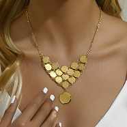 Fashionable Vintage Brass Hollow Flower Layered Coin Tassel Women's Necklaces, Real 18K Gold Plated, 18.50 inch(47cm)(HG6939)