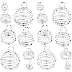 SUNNYCLUE 100Pcs 4 Styles Iron Wire Pendants, Hollow, Round, Silver, 25pcs/style(IFIN-SC0001-25)