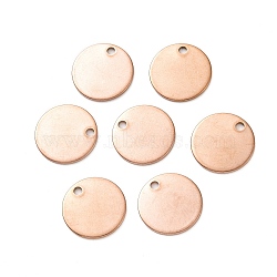 Ion Plating(IP) 304 Stainless Steel Charms, Stamping Blank Tag Pendant, Flat Round, Rose Gold, 15x1mm, Hole: 1.4~1.9mm(STAS-K112-02RG)