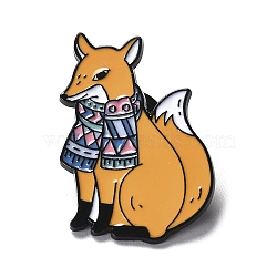 Animal Theme Zinc Alloy Enamel Brooch, Fox, 30x22x1.5mm(JEWB-M033-03C-EB)