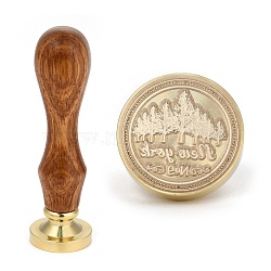 Brass Retro Wax Sealing Stamp, with Wooden Handle for Post Decoration DIY Card Making, Tree Pattern, 90x25.5mm(AJEW-F045-A05)