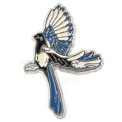 Bird Alloy Enamel Brooches, Magpie, 30.5x21mm(JEWB-I035-08P-03)