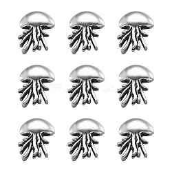 Tibetan Style Alloy Beads, Jellyfish, Antique Silver, 14.5x11.5x4mm, Hole: 1mm(PALLOY-TAC0009-19AS)