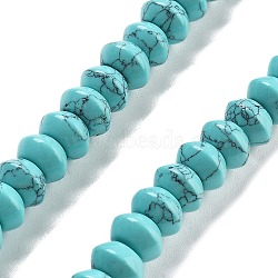 Synthetic Turquoise Beads Strands, Saucer Beads, 8x5mm, Hole: 0.6mm, about 40pcs/strand, 7.76''(19.7cm)(G-P559-A11-01)