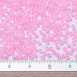MIYUKI Round Rocailles Beads, Japanese Seed Beads, (RR518) Cotton Candy Pink Lined, 11/0, 2x1.3mm, Hole: 0.8mm, about 5500pcs/50g(SEED-X0054-RR0518)