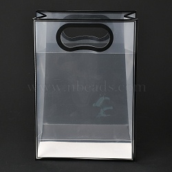 Rectangle Transparent Plastic Bags, with Handles, for Shopping, Crafts, Gifts, Black, 26x18cm, 10pcs/bag(ABAG-M002-04C)