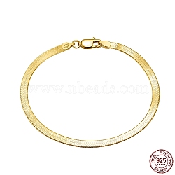 3mm 925 Sterling Silver Herringbone Chain Bracelets, with S925 Stamp, Golden, 7-7/8 inch(20cm)(BJEW-I314-006D-G)