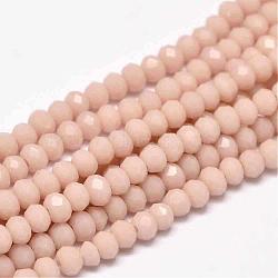Faceted Rondelle Glass Beads Strands, PeachPuff, 4x3mm, Hole: 1mm, about 127~135pcs/strand, 17.8 inch(GLAA-I033-4mm-23)
