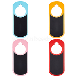 4Pcs 4 Colors Wood Doorknob Hanging Blackboard Signs, Mini Double Sided Wood Chalkboard Message Notes Memo Board, Ideal for Office Home Clinic Dorm and Meeting, Rounded Rectangle, Mixed Color, 220x90x5mm, Inner Diameter: 75x62mm, 1pc/color(AJEW-FH0003-16)