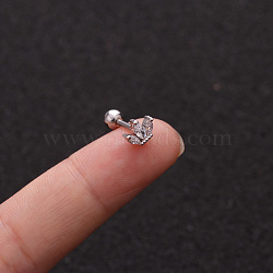 316L Surgical Stainless Steel Micro Pave Clear Cubic Zirconia Crown Cartilage Earrings, Stainless Steel Color, 6mm, Pin: 1.2mm(WG9CD6D-16)