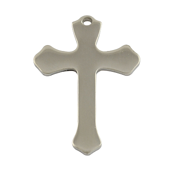 Cross 201 Stainless Steel Pendants, Stainless Steel Color, 20x15x1mm, Hole: 1.5mm