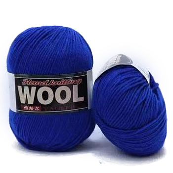 Polyester & Wool Yarn for Sweater Hat, 4-Strands Wool Threads for Knitting Crochet Supplies, Blue, about 100g/roll