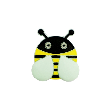 Food Grade Silicone Focal Beads, Silicone Teething Beads, Bee, Honeydew, 31x28mm