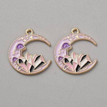 Tarot Theme Alloy Enamel Pendants, Moon, 24x26x1mm, Hole: 1.4mm