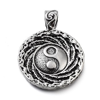 Tibetan Style Alloy Pendants,  Yin-yang Charms, Antique Silver, 39x29x5.5mm, Hole: 7.5x4.5mm