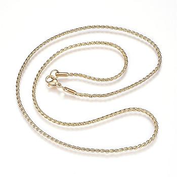 304 Stainless Steel Twisted Chain Necklaces, with Lobster Claw Clasps, Golden, 19.7 inch(50cm), 2mm