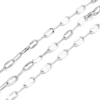 304 Stainless Steel Cable Chains, with Spool, Soldered, Stainless Steel Color, 8x3.8x0.8mm, 10.93 yards(10m)/roll