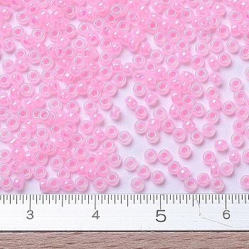 MIYUKI Round Rocailles Beads, Japanese Seed Beads, (RR518) Cotton Candy Pink Lined, 11/0, 2x1.3mm, Hole: 0.8mm, about 5500pcs/50g