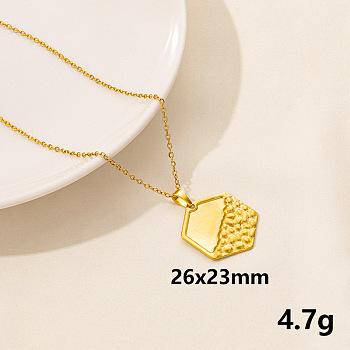 304 Stainless Steel Hexagon Pendant Necklaces, Cable Chain Necklaces