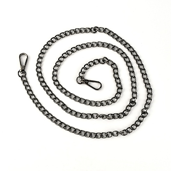 Iron Curb Chain Bag Strap, with Swivel Clasps, Bag Replacement Accessories, Gunmetal, 121x0.8x0.3cm